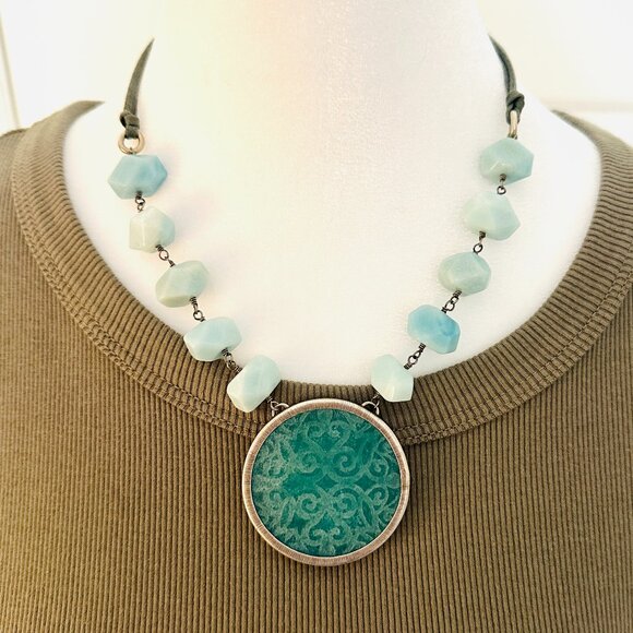 SILPADA BLUE QUARZITE PENDANT  NECKLACE - Picture 1 of 7